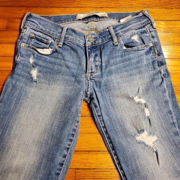 Abercrombie Fitch Ankle Jeans Distressed Denim Busted Knee Cotton Preppy Boho 25 - Picture 7 of 8